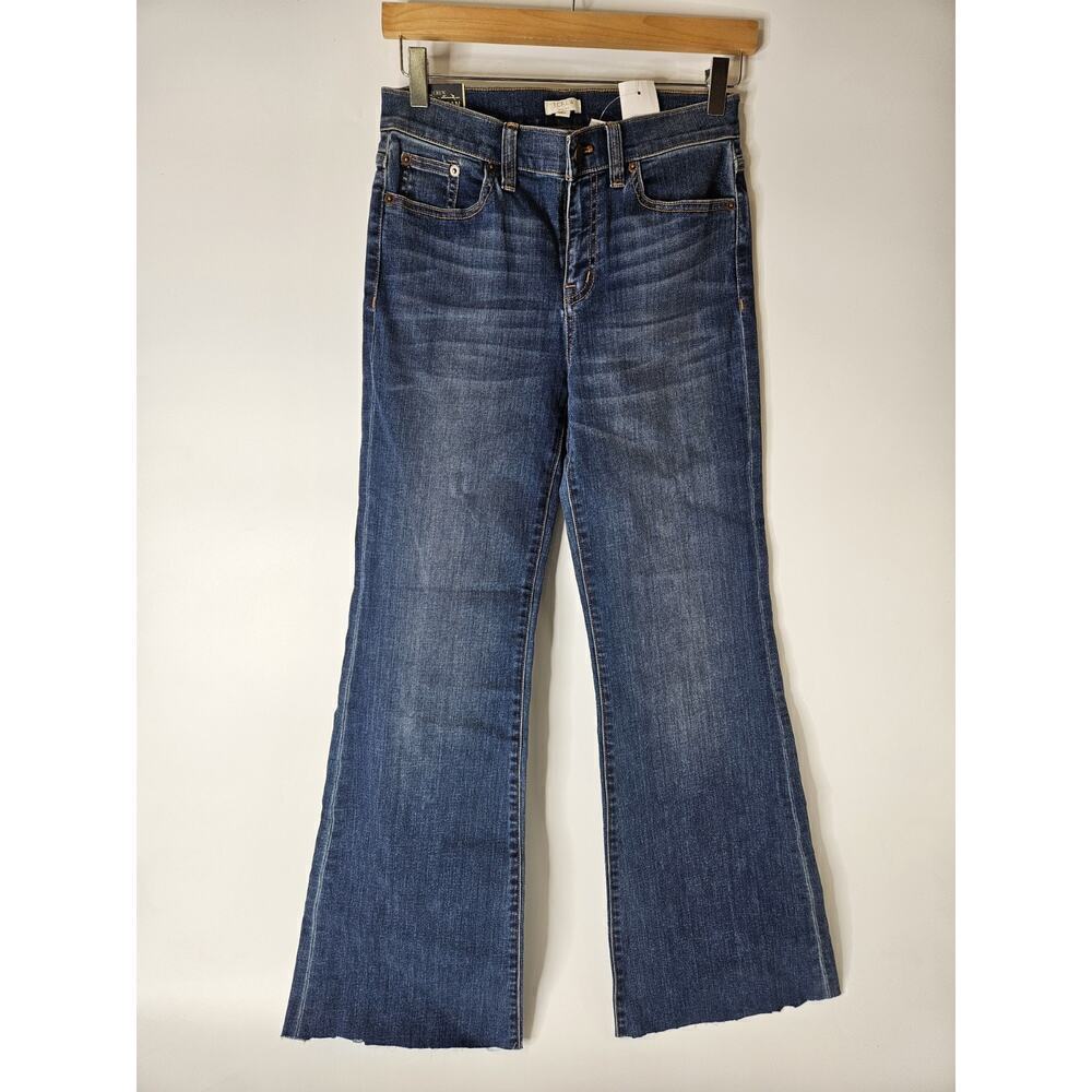 J Crew Flare Jeans Womens 26x34 Blue Mid Rise Zip Y2k Style Casual